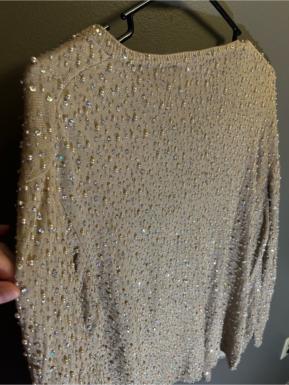Vintage VIE by Victoria Royal Beaded Taupe Open Cardigan Silk & Cashmere size 1X - Picture 14 of 16